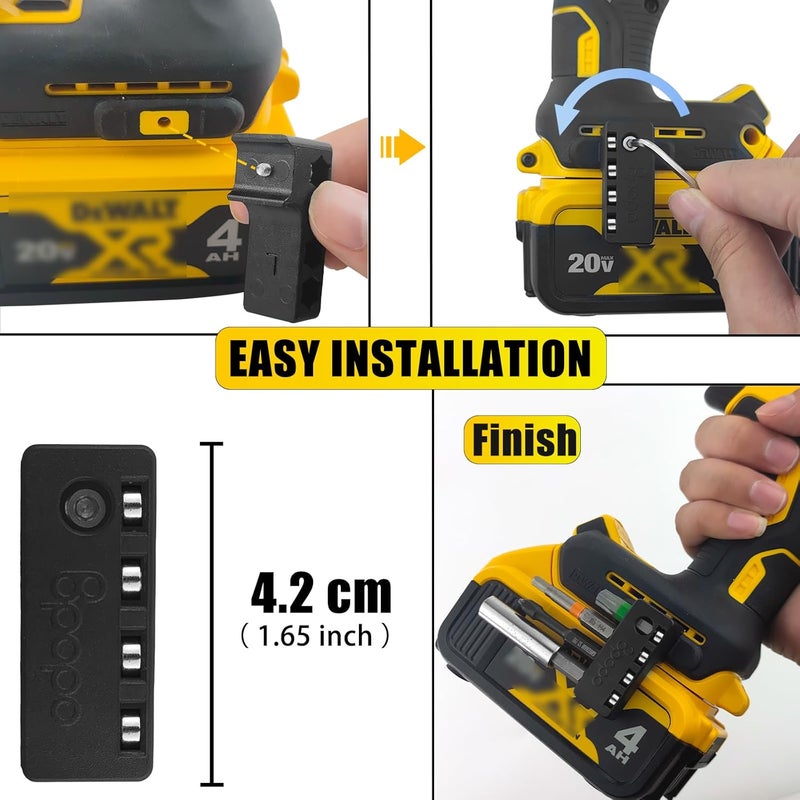 BPOPO Magnetic 1/4-Inch Hex Bit Holders Fit for Dewalt Wrox Cordless Impacts Screwdrivers,Powerful Magnet Drill Bit Holster Sleeve Organizer, Hex Screw Bit Storage on side of Power Drill,Left Side - Image 4